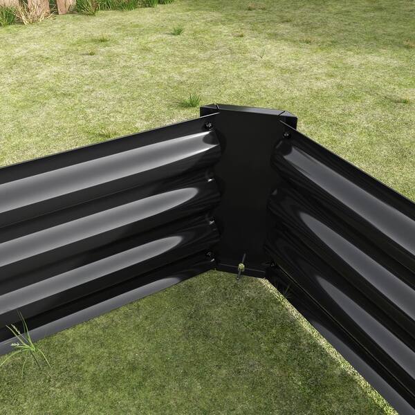 Black 48 in. x 24 in. x 12 in. Galvanized Steel Raised Garden Bed