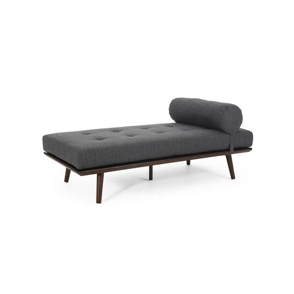 Noble House Vue Charcoal Fabric Bolster Pillow Chaise Lounge