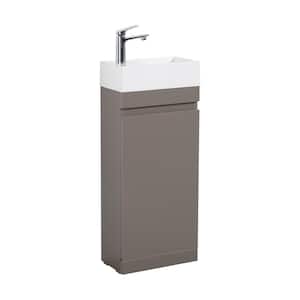 16 in. W x 9 in. D x 37 in. H Single Sink Freestanding Bath Vanity in Gray with White Solid Surface Top