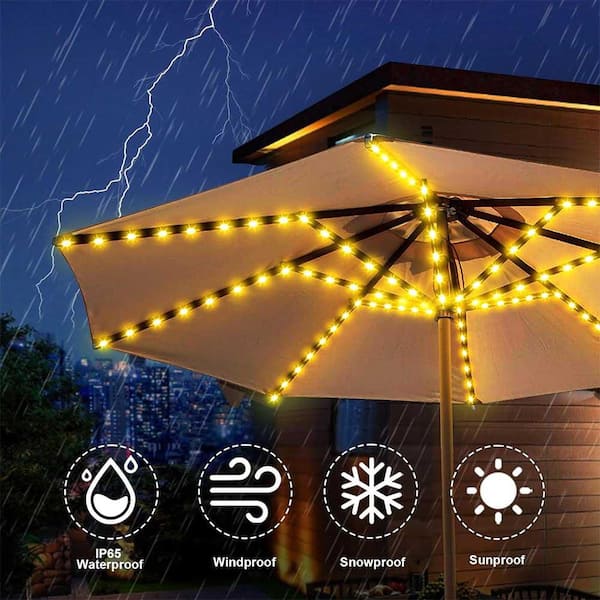 N/A Solar-Powered Outdoor Umbrella Lights with 8 Modes, 112 LED