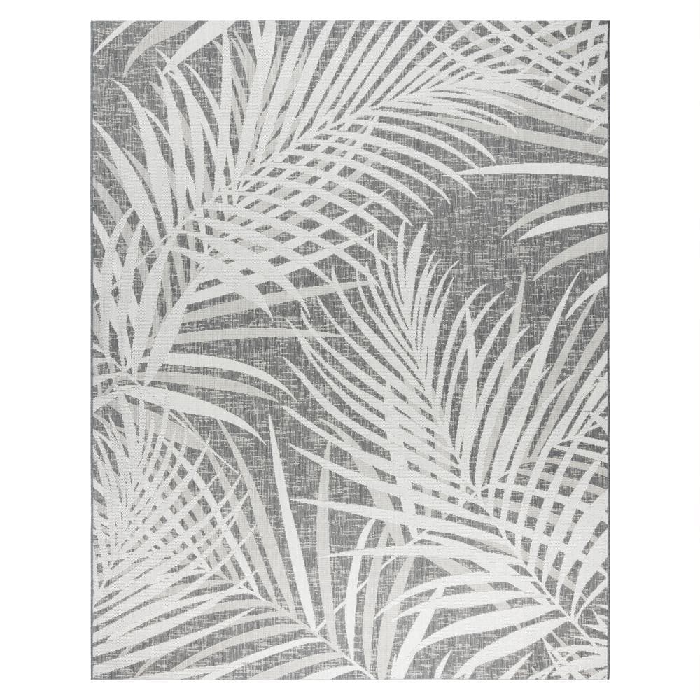 Gertmenian & Sons Paseo Paume Dark Gray and White 5 ft. x 7 ft. Floral