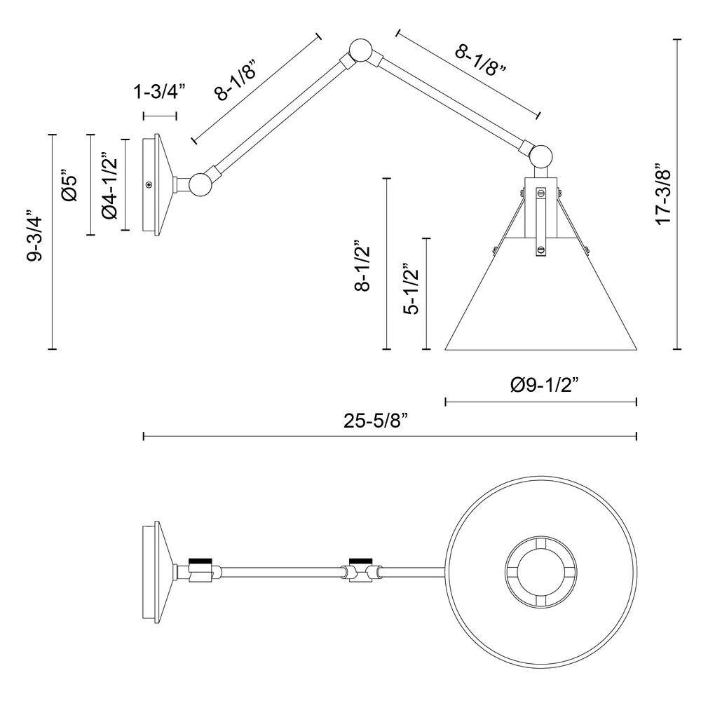 Matte Black Metal Dimmable Swing Arm Wall Sconce