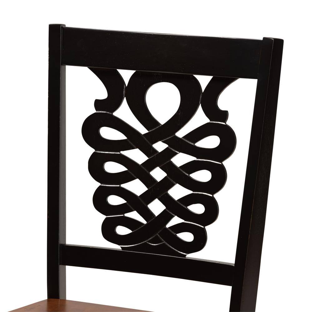 Elegant Two-Tone Dark and Walnut Brown Wood 5-Piece Dining Set
