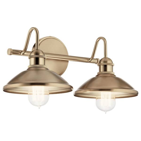 Clyde 17 in. 2-Light Champagne Bronze Vintage Bathroom Vanity Light