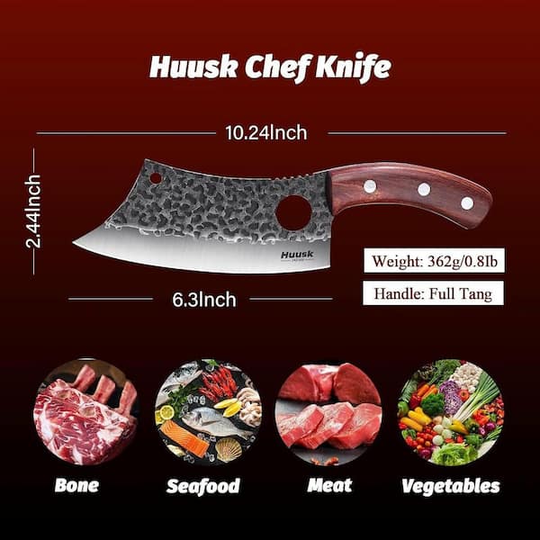 Anqtovp 6.3 in. Japanese Meat Cleaver Knife Full Tang Viking