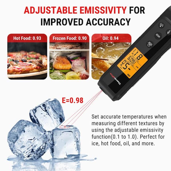 ThermoPro TP420 2-in-1 Instant Read Thermometer for Cooking, Infrared Thermometer Cooking Thermometer with Meat Probe, Non-Contact Laser Meat
