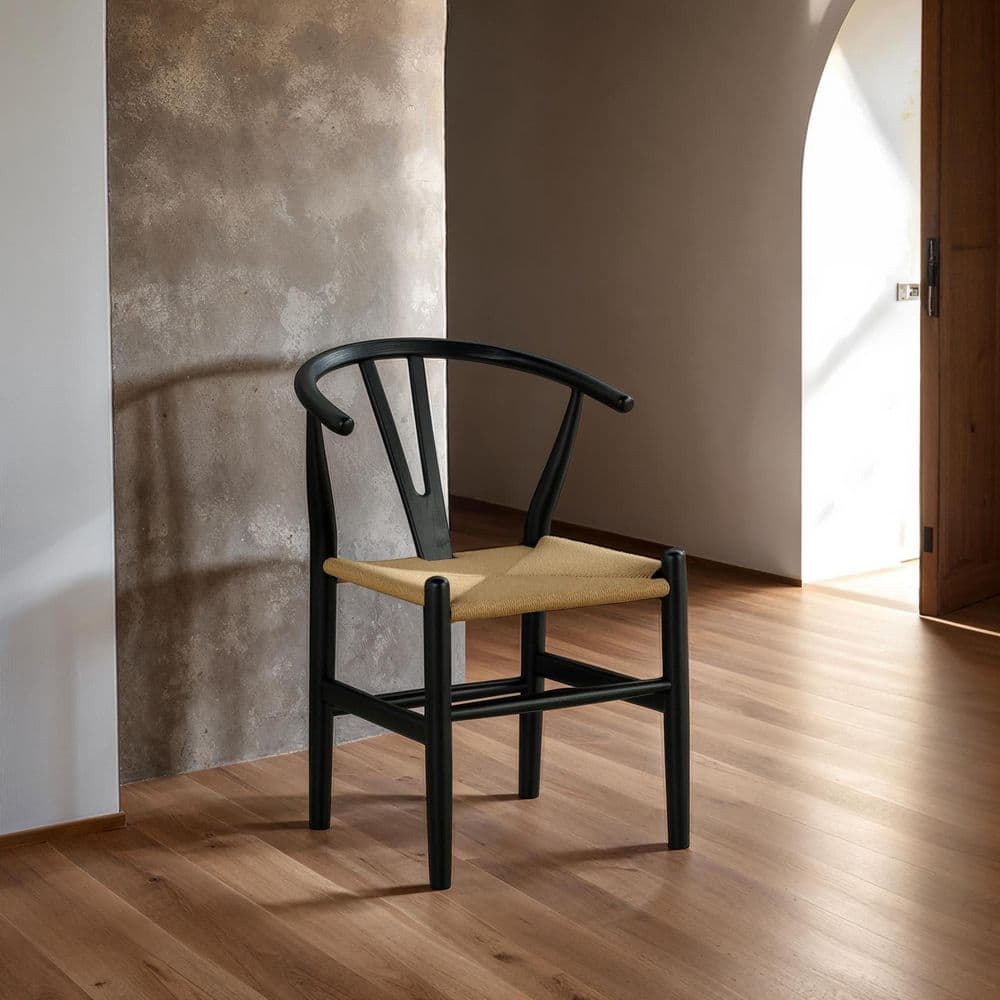 Furniture of America Crette Black Woven Rope Curved Backrest Side