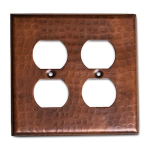 Pure Copper Hand Hammered Double Duplex Wall Plate
