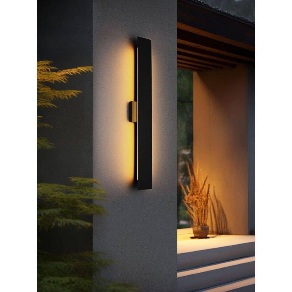 34 in. Black Outdoor Hardwired Wall Sconce with Integrated LED price history on PriceWatchPro