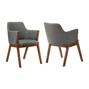 Renzo Charcoal Fabric and Walnut Wood Dining Side Chairs (Set of 2)