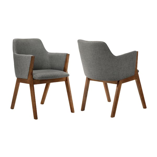 Armen Living Renzo Charcoal Fabric and Walnut Wood Dining Side Chairs (Set of 2)