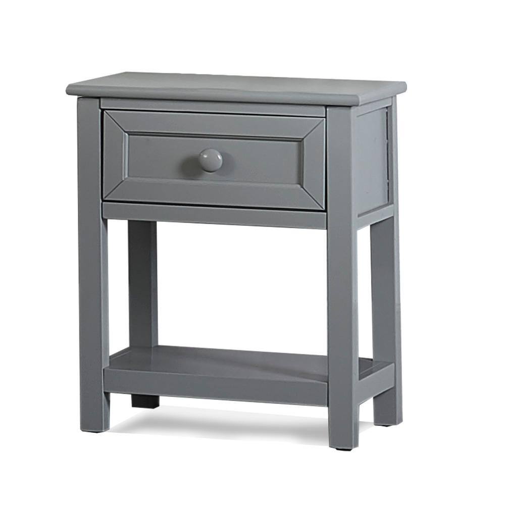 Schoolhouse Modern Grey Solid Wood 1-Drawer Nightstand