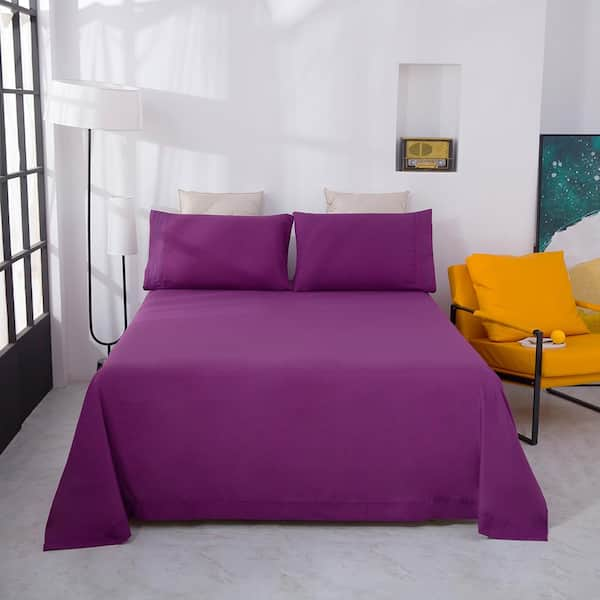 dark purple queen sheet set