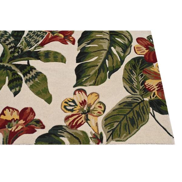 Kai Ivory 3 ft. x 5 ft. Tropical Hand-Tufted Wool Area Rug