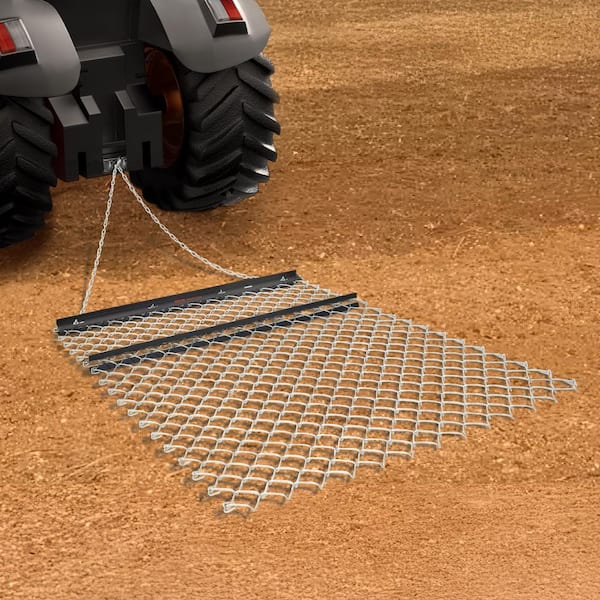Drag Harrow, 4 x 5 ft. 4 in. ATV Chain Harrow, Q235 Steel UTV Tractor Attachments Field Drag Mat for Landscape Leveling