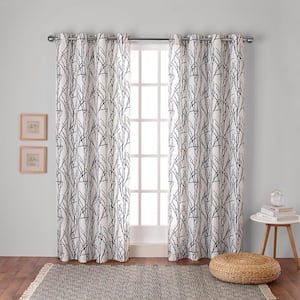 Branches Indigo Nature Light Filtering Grommet Top Curtain, 54 in. W x 96 in. L (Set of 2)