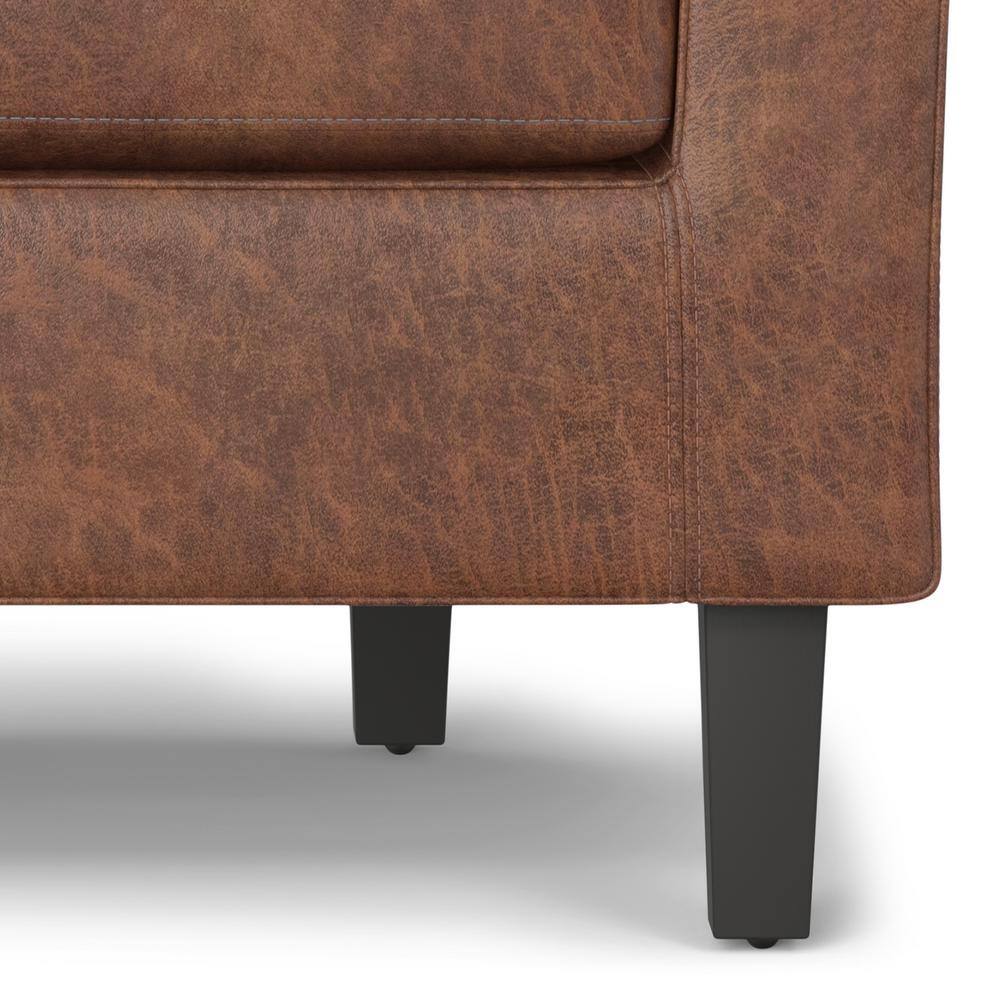 Austin 30" Distressed Saddle Brown Faux Leather Barrel Chair