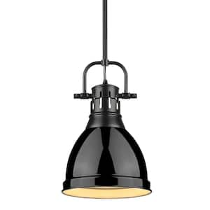 Duncan 1-Light Black Pendant and Rod with Black Shade