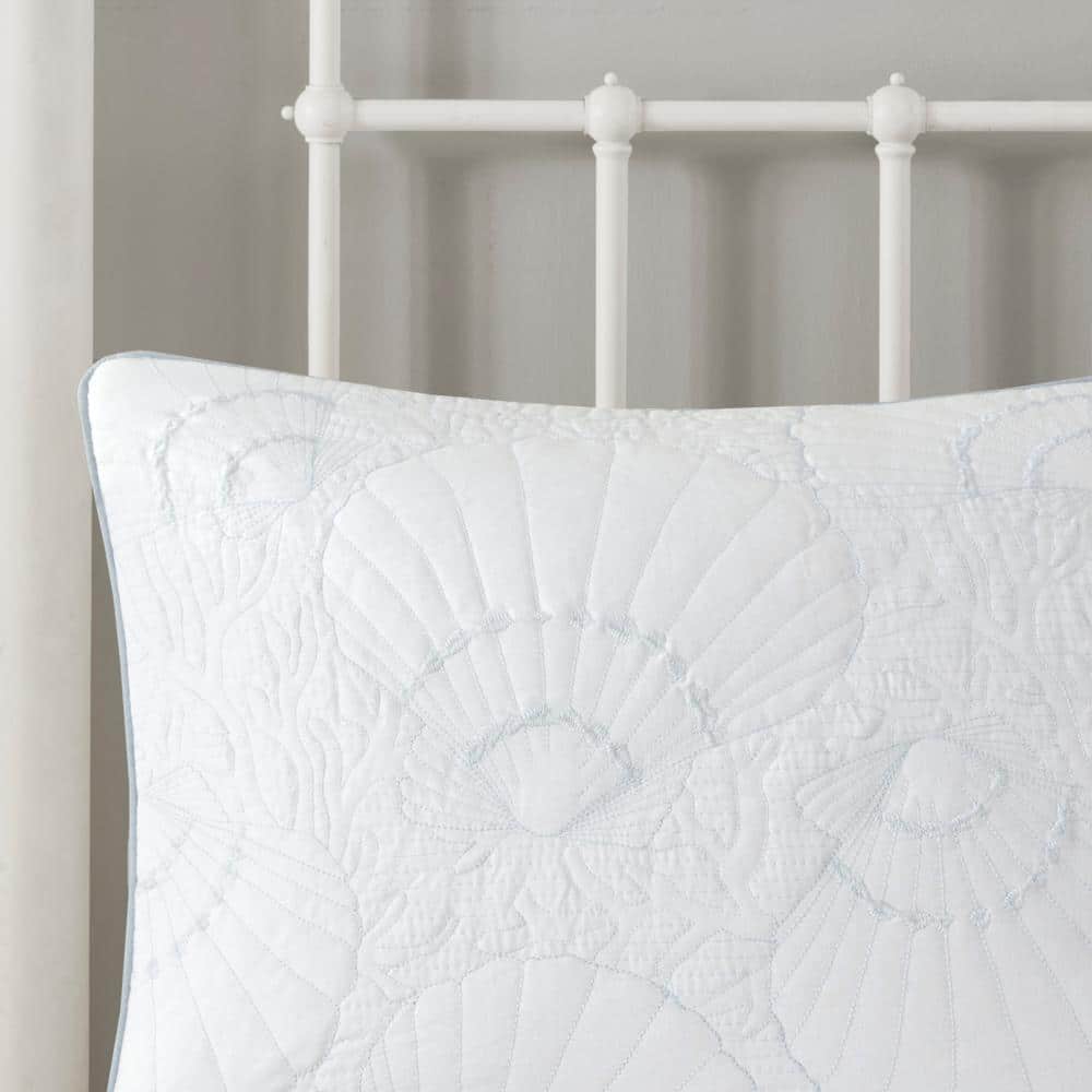 Queen Blue and White Cotton Coastal Comforter Set