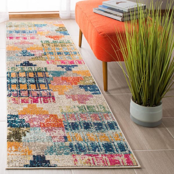 Madison Ivory/Multi 2 ft. x 8 ft. Abstract Runner Rug