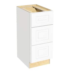 Grayson 15 in. W x 21 in. D x 34.5 in. H Assembled Plywood Drawer Base Bath Cabinet in Pacific White with Soft Close