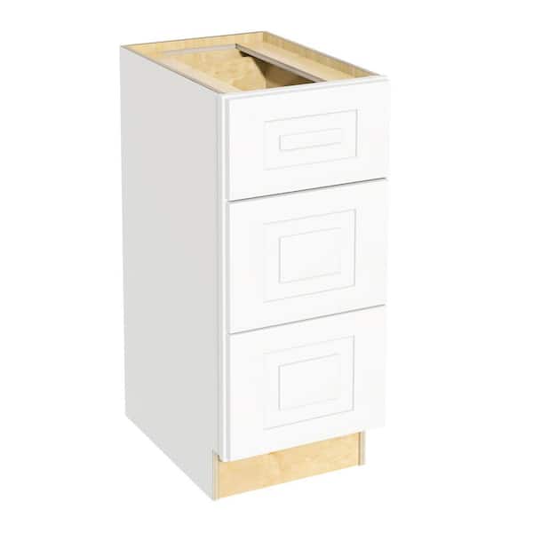 Home Decorators Collection Grayson 15 in. W x 21 in. D x 34.5 in. H Assembled Plywood Drawer Base Bath Cabinet in Pacific White with Soft Close