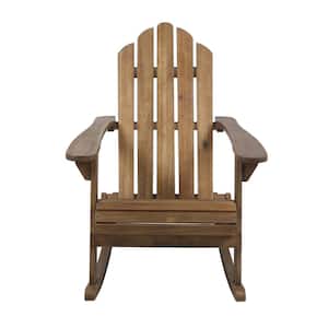 Hollywood Dark Brown Wood Adirondack Outdoor Patio Rocking Chair