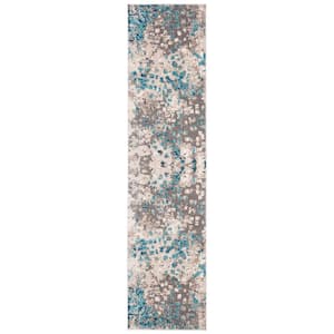 Madison Gray/Blue 2 ft. x 16 ft. Abstract Distressed Runner Rug
