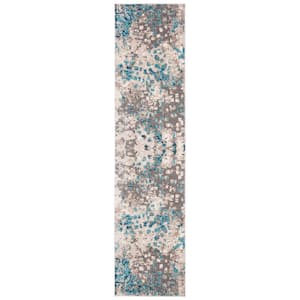 Madison Gray/Blue 2 ft. x 8 ft. Abstract Distressed Runner Rug