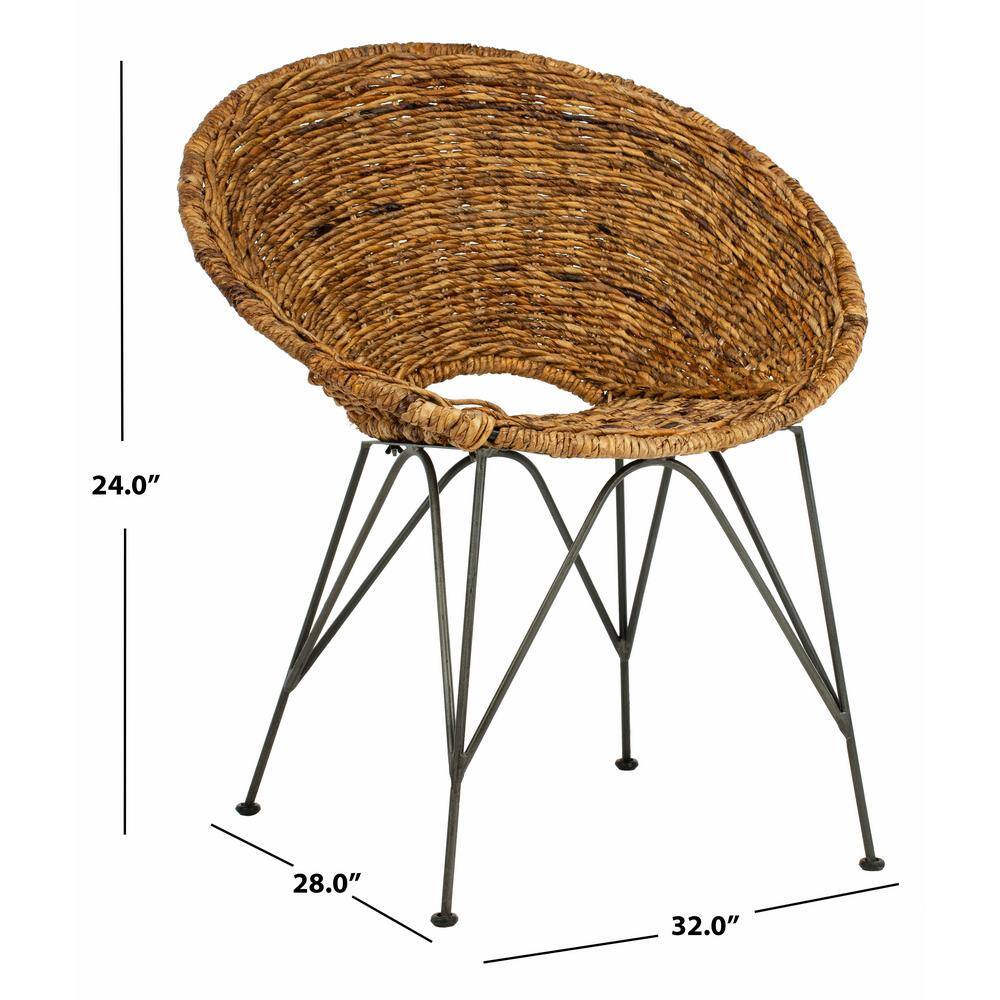 Natural Rattan and Dark Steel Geometric Papasan Accent Chair
