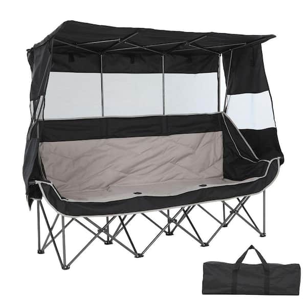 MUKE 3-Person Folding Camping Chair with Canopy, Oversized Outdoor