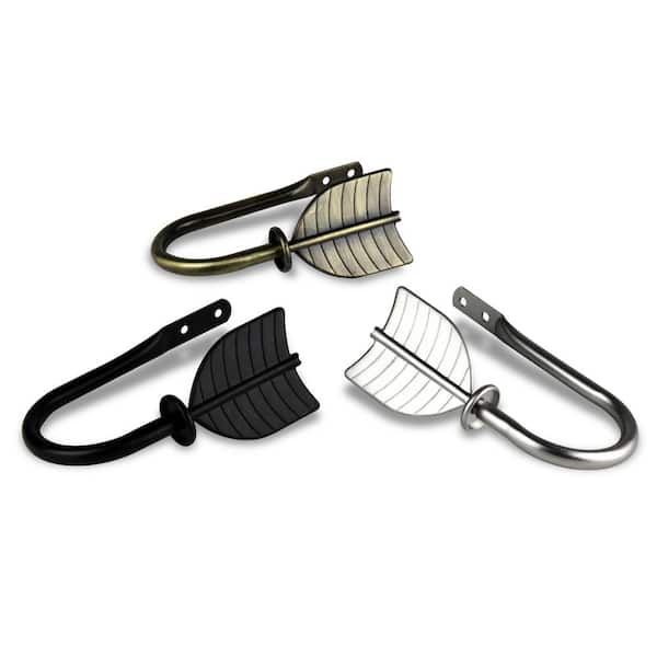 Feather Black Metal Hook Curtain Holdback (Set of 2)
