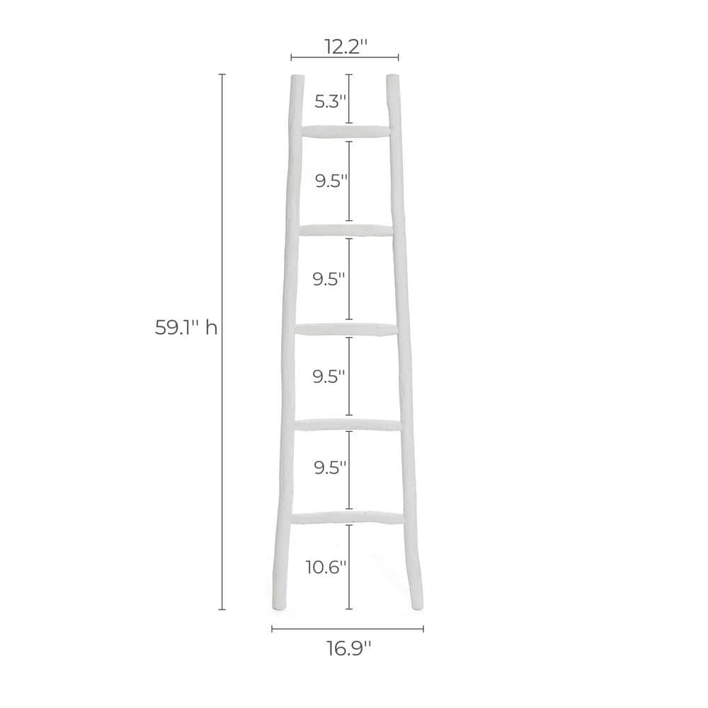 White Solid Wood 5-Rung Blanket Ladder