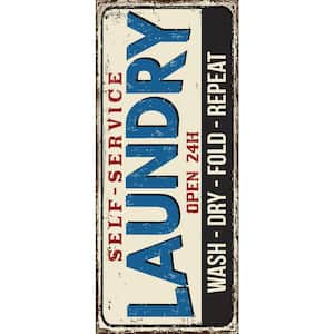 Laundry Room Collection Multi 2 ft. x 5 ft. Laundry Vintage Sign Runner Rug