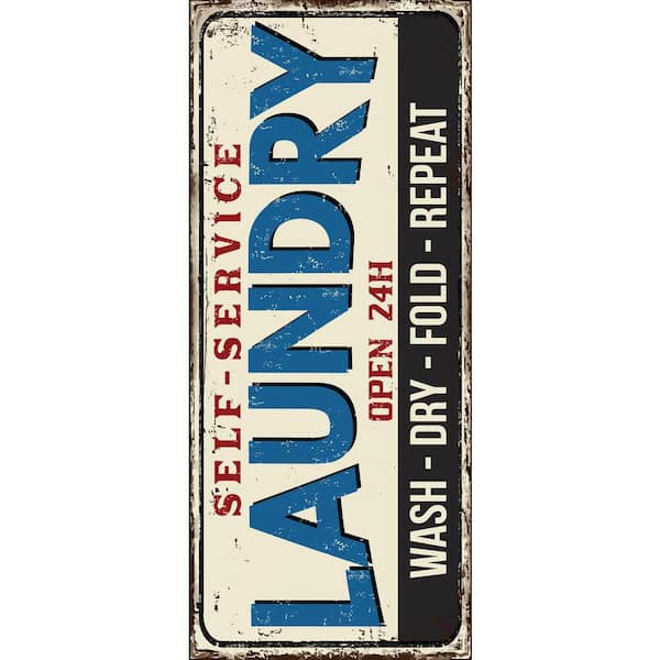 Soft Woven Laundry Room Collection Multi 2 ft. x 5 ft. Laundry Vintage Sign Runner Rug