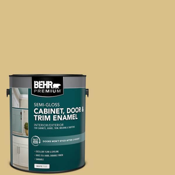 BEHR PREMIUM 1 gal. #MQ2-18 Honey Tea Semi-Gloss Enamel Interior/Exterior Cabinet, Door & Trim Paint
