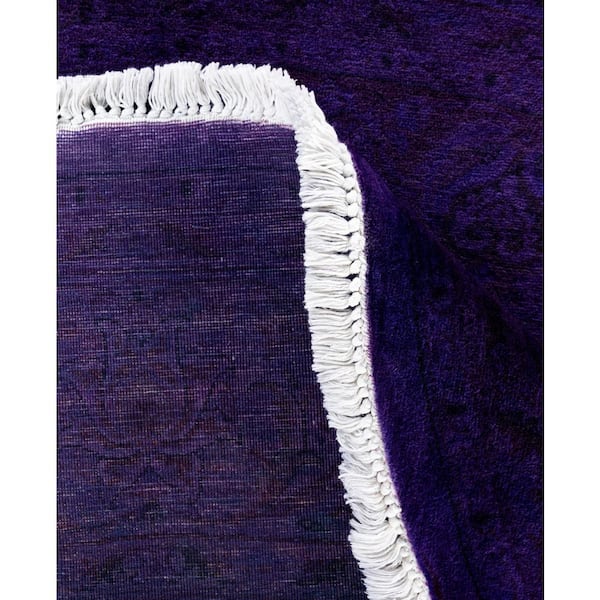 Overdyed Purple 7 ft. x 7 ft. Solid Wool Indoor Area Rug