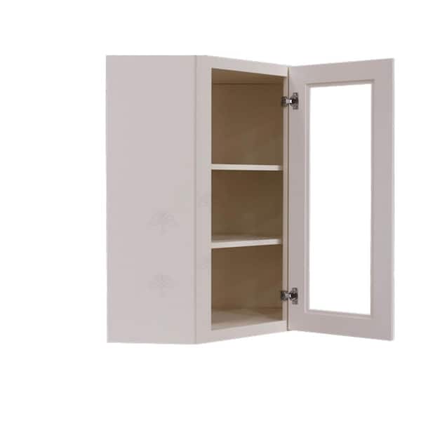 LIFEART CABINETRY Princeton Assembled 24 in. x 42 in. x 12 in. Wall Diagonal Mullion Door Cabinet with 2 Doors in Creamy White