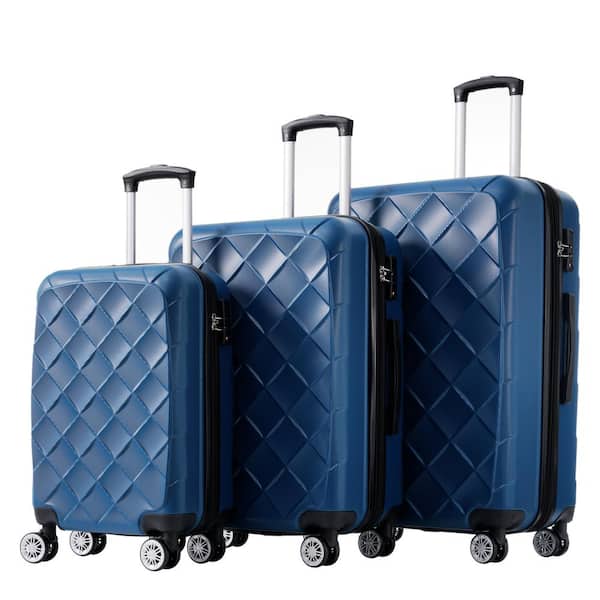Merax 3-Piece Blue Expandable ABS Hardshell Spinner 20 in. 24 in. 28 in. Luggage Set with TSA Lock
