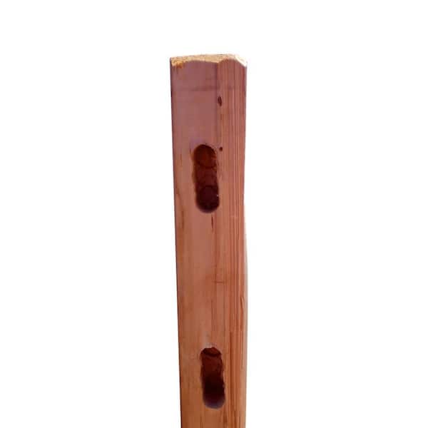 Outdoor Essentials 4 in. x 4 in. x 5.3 ft. Cedar-Tone Pressure-Treated Pine 2-Hole End Fence Post