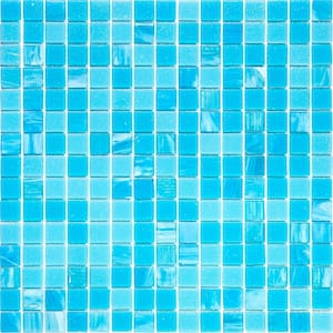 Mingles 12 in. x 12 in. Glossy Arctic Blue Glass Mosaic Wall and Floor Tile (20 sq. ft./case) (20-pack)