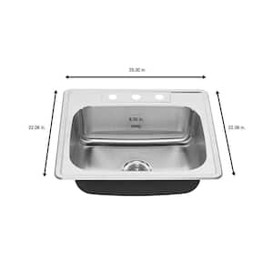 Colony All-in-One Drop-In Stainless Steel 25 in. 3-Hole Single Bowl Kitchen Sink with Faucet in Stainless Steel