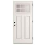 36 in. x 80 in. Element 6 Lite Left-Hand Outswing White Primed Steel Prehung Front Door with 4-9/16 in. Frame