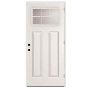 36 in. x 80 in. Element 6 Lite Left-Hand Outswing White Primed Steel Prehung Front Door with 4-9/16 in. Frame