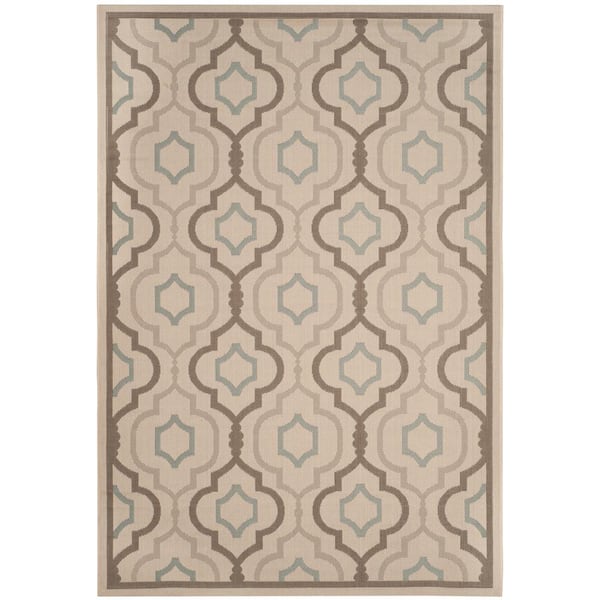 SAFAVIEH Courtyard Beige/Dark Beige 5 ft. x 8 ft. Geometric Indoor/Outdoor Patio  Area Rug