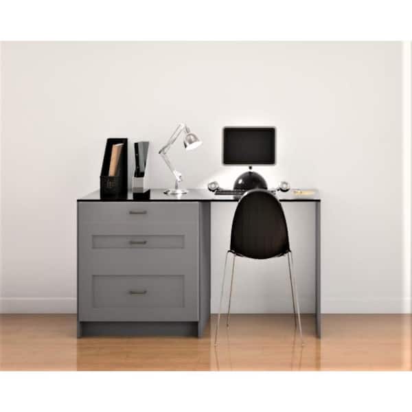 J COLLECTION Bristol 62 in. W x 34.5 in. H x 24 in. D Painted Slate Gray Simple Desk Bundle 1