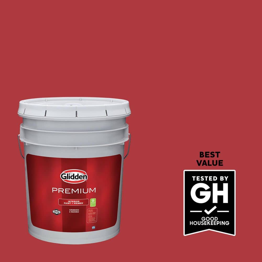 Glidden Premium 5 gal. PPG1187-7 Red Gumball Satin Interior Latex