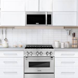 30" 1.5 cu. ft. Over the Range Microwave in Stainless Steel with Modern Handle and Set of 2 Charcoal Filters