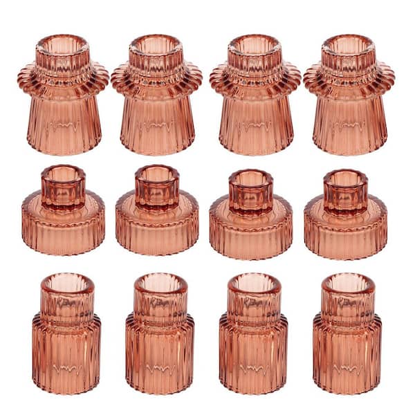 Unbranded Red Glass Taper Tealight Candle Holders 12-Pack