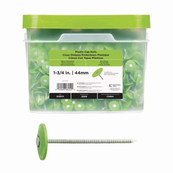 1-3/4 in. x 12-Gauge Electrogalvanized Ring Shank Plastic Cap Roofing Nail (2000-Pack)